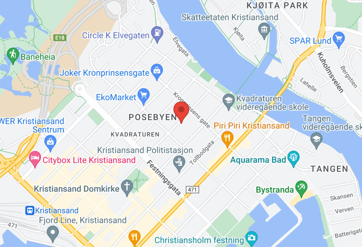 Map of Kristiansand and Community Science Museum's Location